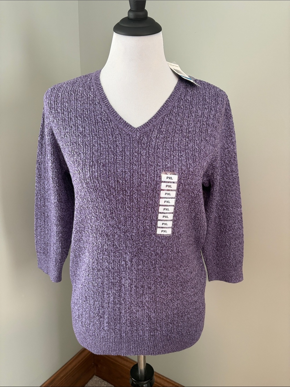 🪻💜 Karen Scott Petites Purple Cable Knit Sweater